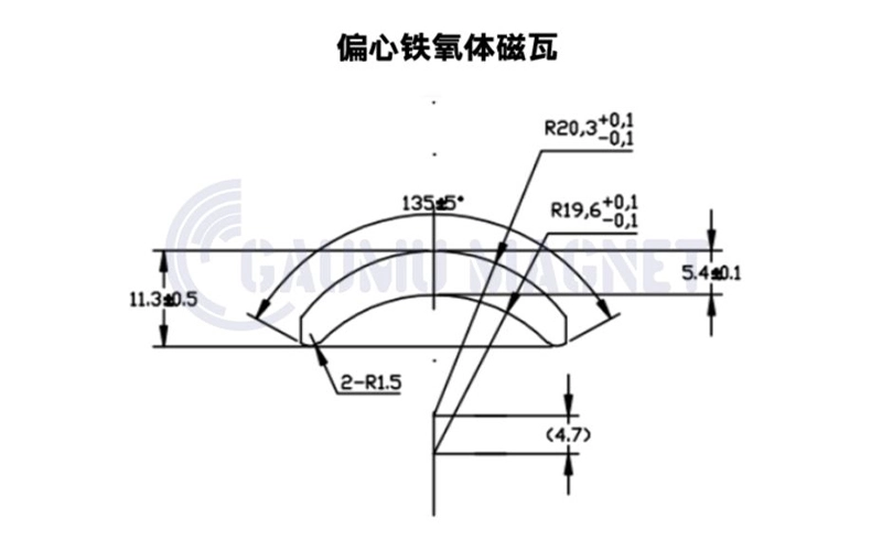 Eccentric Ferrite Arc Magnets